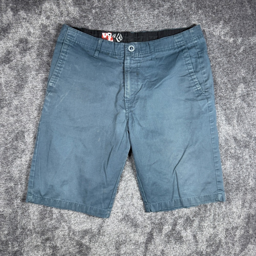 Volcom Mens Chino Shorts Size 33 Blue Teal Skate Casual Flat Front Pockets